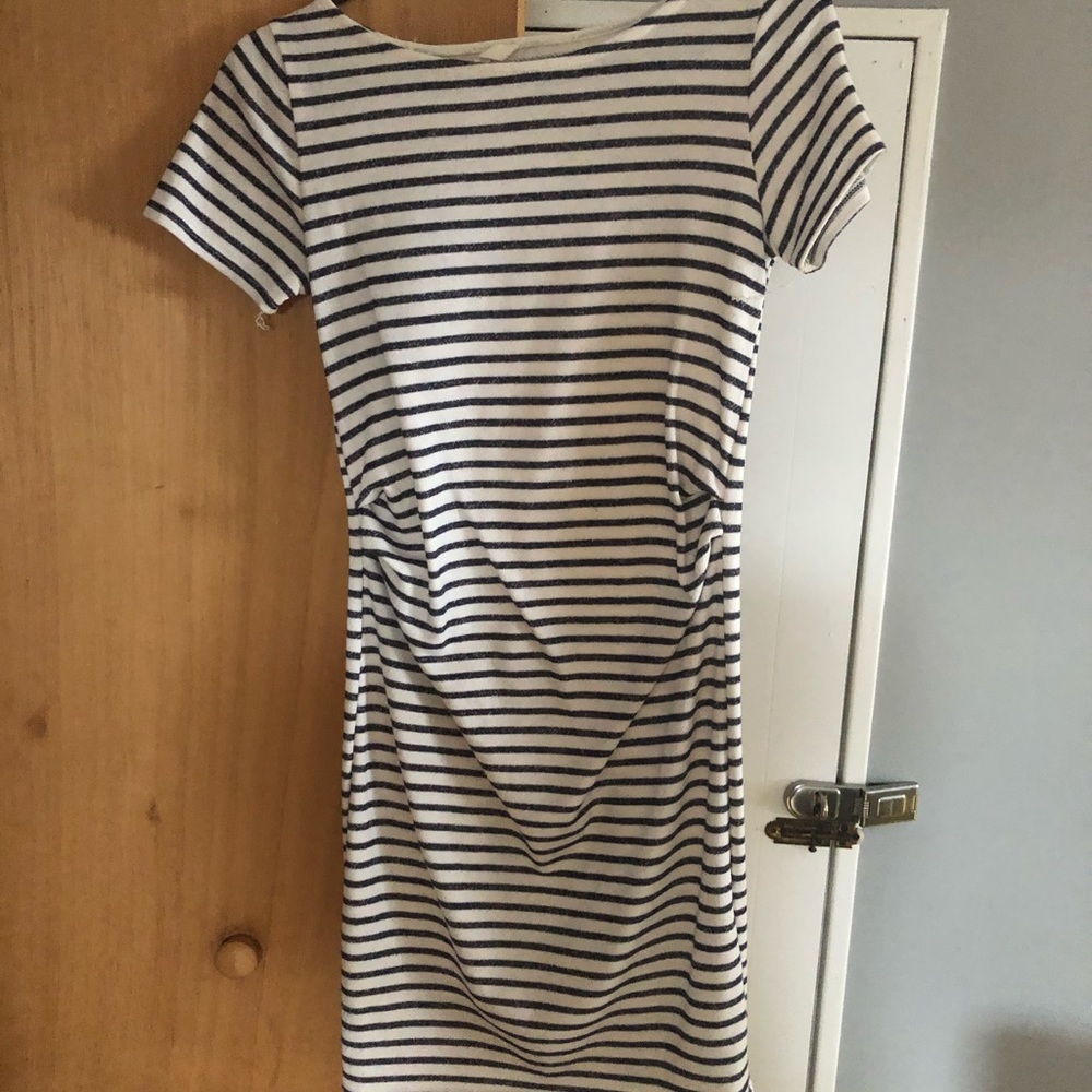 Navy striped maternity dress